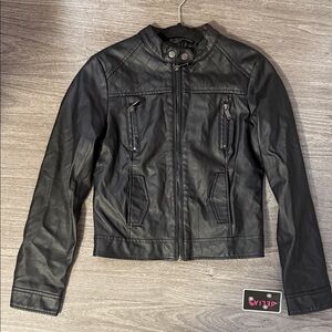 dELiA*s Black Faux Leather Moto Jacket